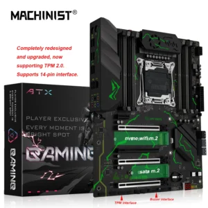 MACHINIST X99 MR9S Motherboard LGA2011-3 SATA3.0 USB3.0 NVME M.2 NGFF WIFI Support DDR4 Memory and Xeon E5 V3V4 CPU TPM2.0 14PIN