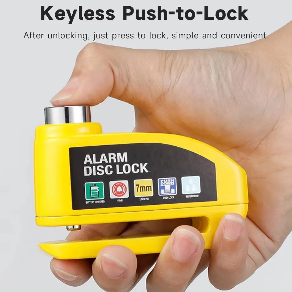 Motorcycle Alarm Lock Bike Disc Lock Warning 130DB Security Alloy Anti Theft Waterproof Brake Rotor Padlock Disc Brake Lock - Image 3