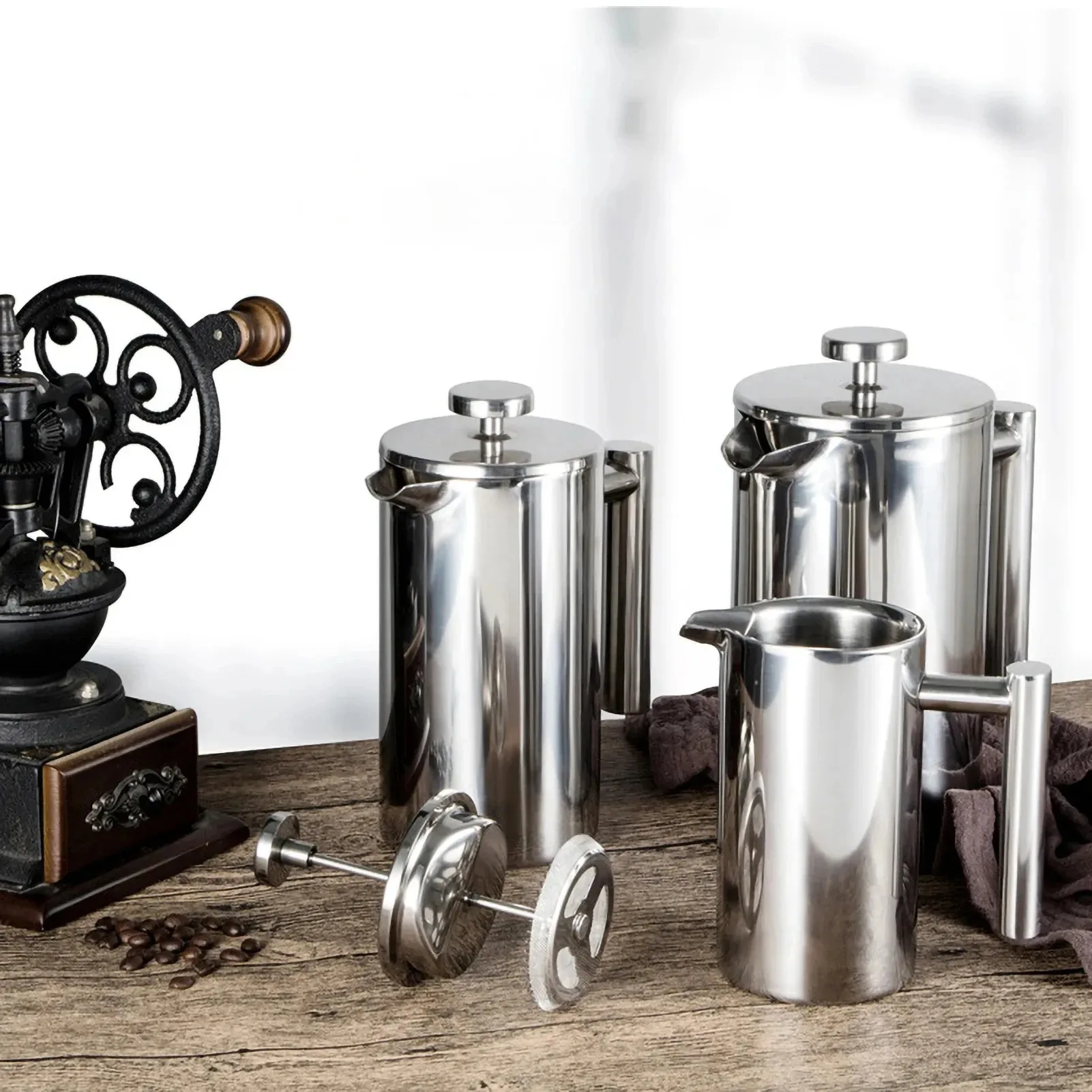 350ml/800ml/1000ml Coffee Maker Pot French Press Coffee Maker Stainless Steel Double Walled Insulated Coffee Maker Pot - Image 4
