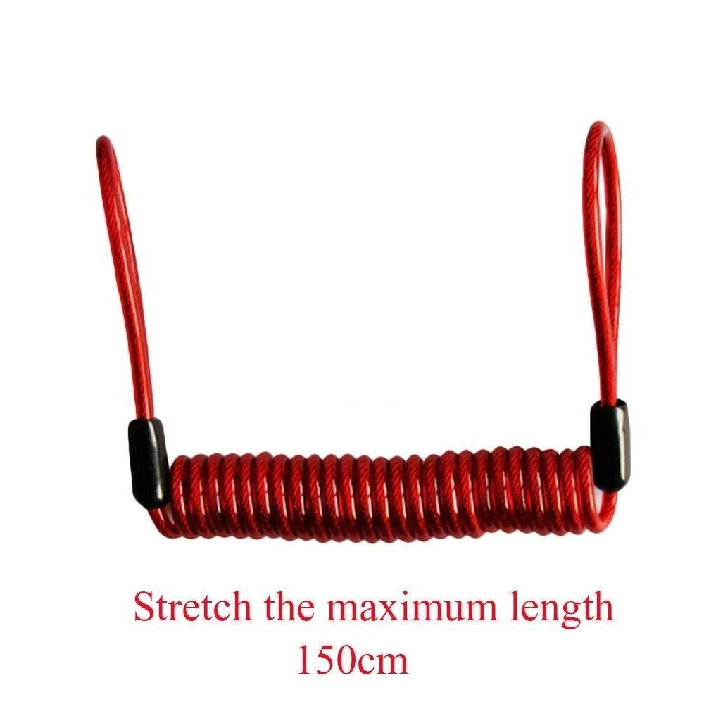 Bike Spring Cable Lock Anti-Theft Rope Alarm Disc Lock Bicycle Security Reminder Motorcycle Theft Protection 120-150cm - Image 2
