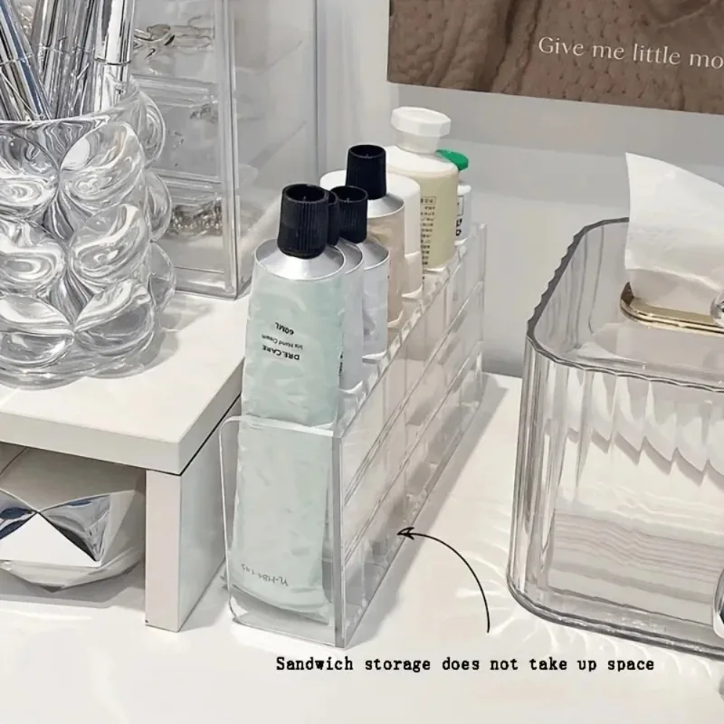 7-Slot Transparent Plastic Cosmetic Organizer Multi-Functional Makeup Holder for Home Office Bathroom Dressing Table Sorting - Image 3