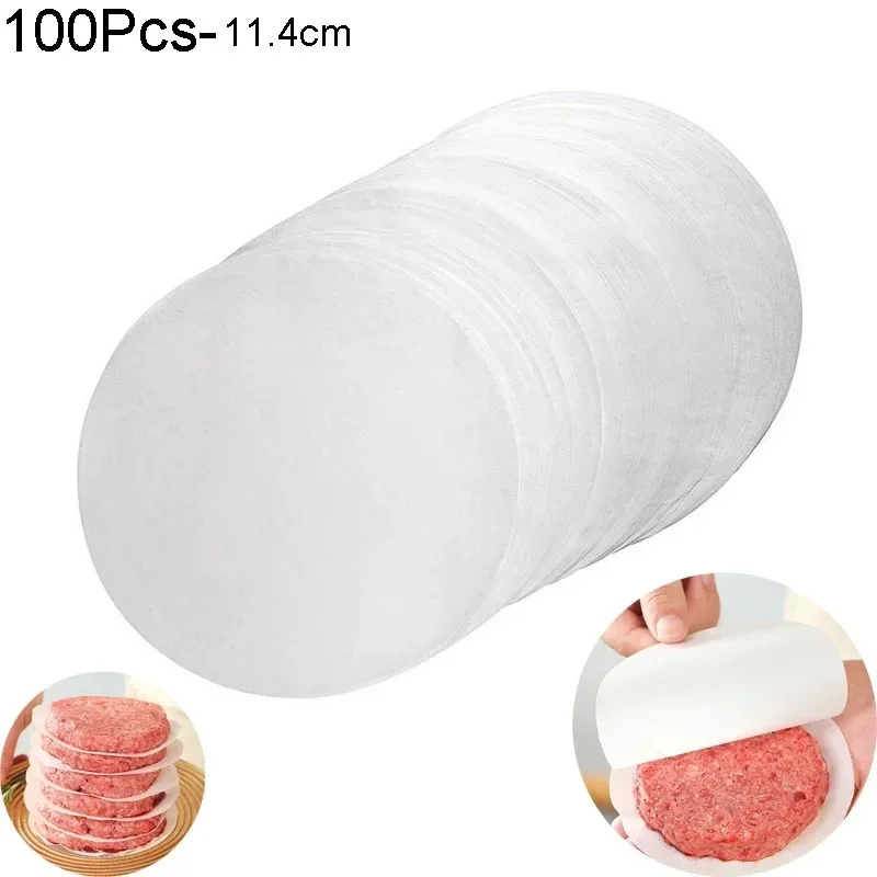 Hamburger Maker Press With 100 Patty Papers Round Non-Stick Meat Beef Grill Burger Press Patty Mold - Image 4