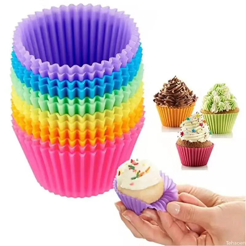 12Pcs Silicone Cup Cake Mold Reusable Cupcake Mould Muffin Pastry Chocolate Pudding Candy Jelly Mold Baking Cookie DIY Tool