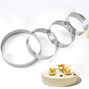 Stainless steel kitchen cake molds heat resistant perforated round tart rings cookie and pastry round cutting molds baking tools