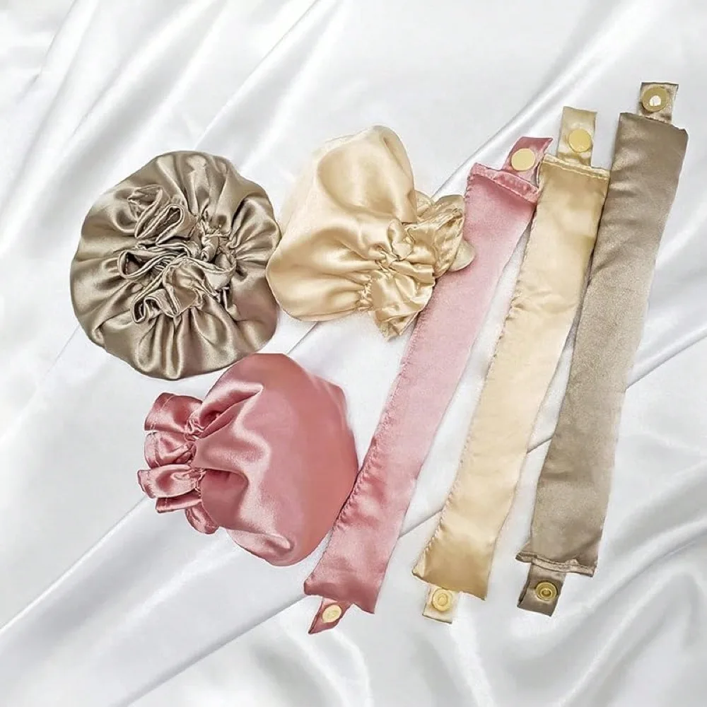 2/4/6Pcs Satin Heatless Hair Curler,Hair Rollers Heatless Curls with Hair Caps,Soft Heatless Curling Rod Headband for Long Hair - Image 2