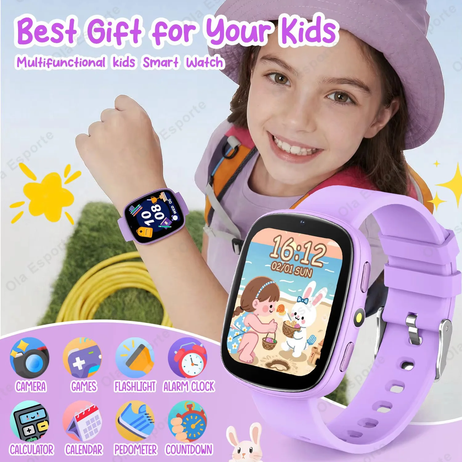2026 Kids Games Smartwatch 1.83''HD Screen Camera 22 Interesting Games Sleep Monitor Alarm Clock Calculator Children Watch MA27
