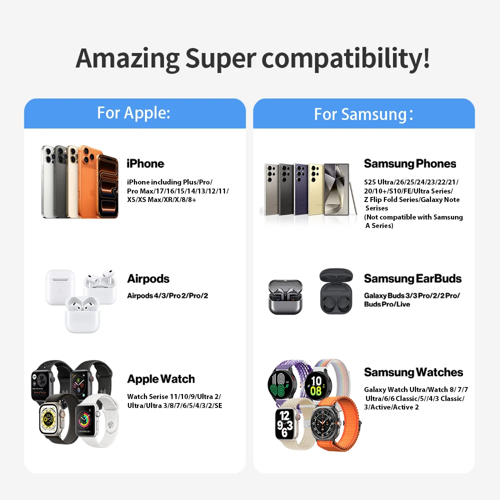 25W Qi2.2 Certified Magnetic Charging Station Dual-Position Wireless Charger Strong Magnetic for iPhone 3-in-1 Charger for Watch - Image 6