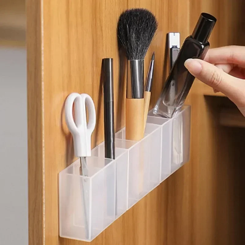 2Pcs Mini Storage Boxes 3-Grid Plastic Makeup Brush Lipstick Storage Multi-Functional Desk Organizer for Home Kitchen Bathroom - Image 2