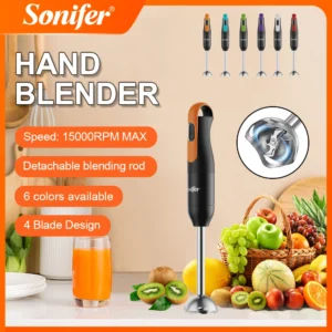 Hand Blender Set with Copper Motor, One-Button Control, 15000RPM Max, Detachable Stainless Steel Shaft & Blade, 300W