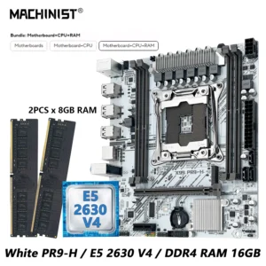 MACHINIST White X99 PR9-H Motherboard Combo Intel Xeon E5 2630 V4 LGA 2011-3 CPU DDR4 16GB RAM NVME M.2 Optional Kit Set