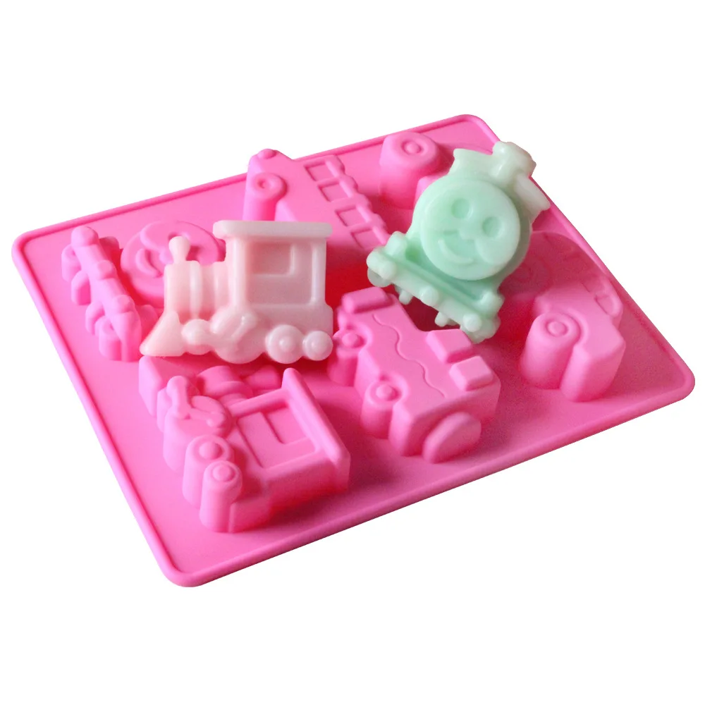 Car Silicone Mold Cartoon Train Soap Mould For Baby Shower Kids Birthday Cake Decoration Chocolate Jelly Crayon Cookies Tools - Image 3