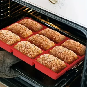 1pc 9-Cavity Silicone Mini Loaf Pan for Baking Cake, Bread, Meatloaf, Cornbread, Brownie, Muffin,and Soap Easy to Clean