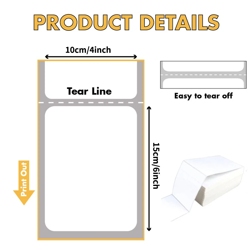 4x6inch Thermal Printer Papers 100x150mm White Labels Sticker For Shipping Labels DHL UPS Express LOGO Barcode For P50/D100/D200 - Image 3