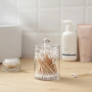 1/2pcsTransparent Cotton Swab Storage Box Makeup Organizer Acrylic Storage Box Cotton Swab Cosmetic Box Bathroom Bedroom Storage