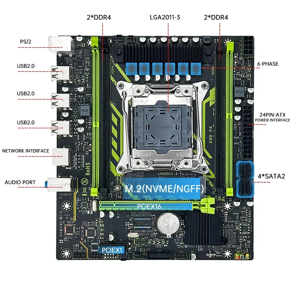 X99-8D4 SOYO Motherboard Set Kit With Intel LGA2011-3 Xeon E5 2650 V4 CPU DDR4 8GB (1*8GB) 2133MHZ RAM Memory NVME M.2 SATA - Image 2