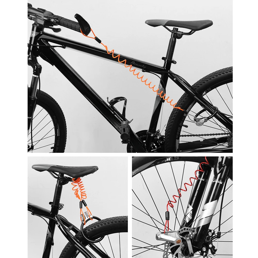 Bike Spring Cable Lock Anti-Theft Rope Alarm Disc Lock Bicycle Security Reminder Motorcycle Theft Protection 120-150cm - Image 5