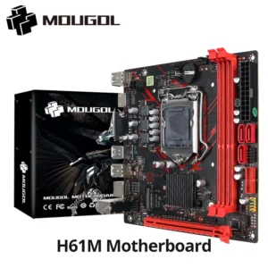 MOUGOL H61M Gaming Motherboard M.2 NVME PCIEx16 DVI Supports Dual-channel DDR3 RAM Intel Core 2/3 Gen CPU LGA1155 for Desktop PC