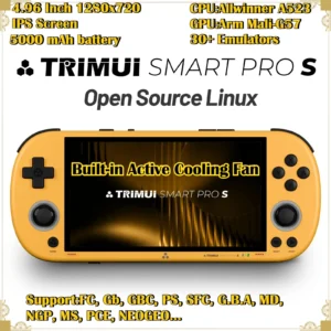 TRIMUI SMART PRO S Handheld Game Console WIFI 4.96'' Screen Built Cooling Fan Allwinner A523 Hall Joystick RGB Lighting Player