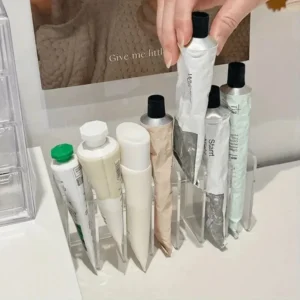 7-Slot Transparent Plastic Cosmetic Organizer Multi-Functional Makeup Holder for Home Office Bathroom Dressing Table Sorting