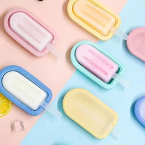 4Pcs Silicone Ice Lolly Moulds with Sticks Reusable Ice Cream Forms Popsicle Mold DIY Ice Cream Maker Ice Cube Mold Kitchen Tool