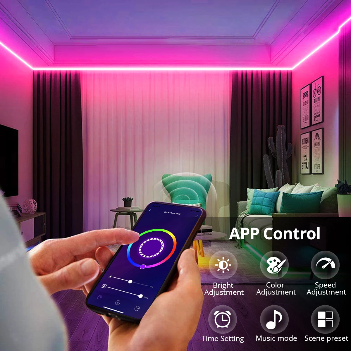 Tuya RGB LED Strip Neon Tape 12V Smart Bluetooth/WiFi APP Voice Control Lamp Ribbon Room Wall Decor for Tuya/Alexa/Google Home - Image 5