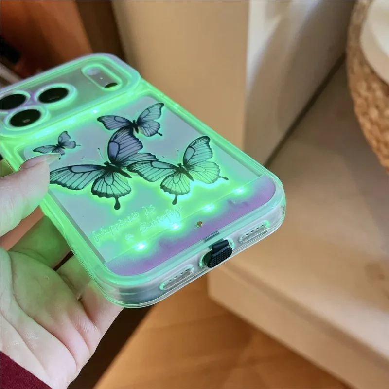 Change Color Luminous Call Light Up Flash Cute Purple Butterfly Phone Case For Samsung Galaxy S26 Ultra A35 A36 A55 A56 Cover - Image 4