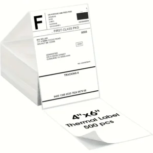 4x6 Inch Direct Thermal Labels 500 Labels Per stacked -Strong Adhesive, Labels Resistant to Water & Grease For shipping label