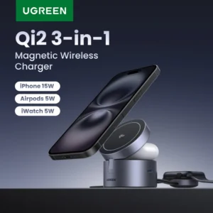 UGREEN Qi2 15W Max Magnetic 3-in-1 Wireless Charger Fast Charging Stand For Magsafe Charger For iPhone 15 16 Pro Max/AirPods