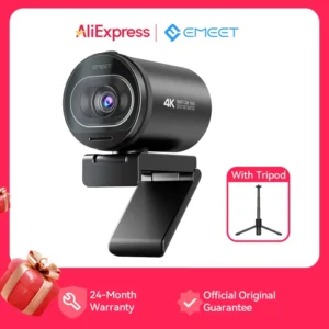 Webcam 4K Autofocus 1080P 60FPS Video Camera with Tripod EMEET Streaming Webcam with 2 Noise Reduction Mics for Game/Video Call