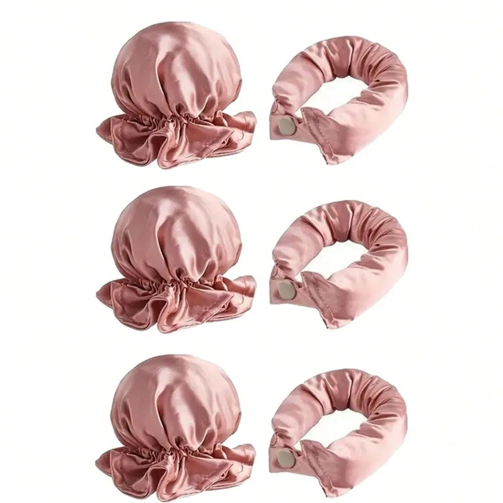 2/4/6Pcs Satin Heatless Hair Curler,Hair Rollers Heatless Curls with Hair Caps,Soft Heatless Curling Rod Headband for Long Hair - Image 4