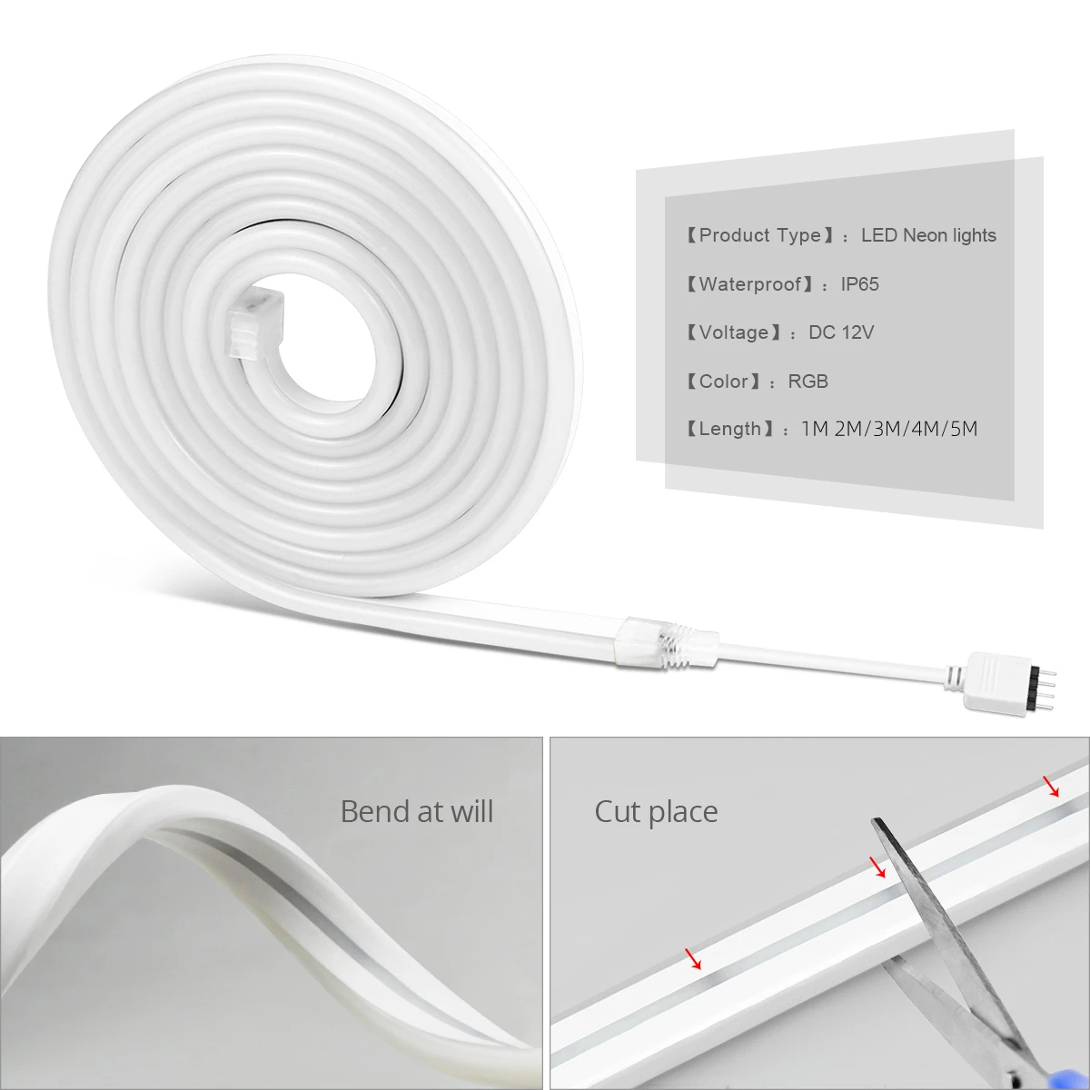 Tuya RGB LED Strip Neon Tape 12V Smart Bluetooth/WiFi APP Voice Control Lamp Ribbon Room Wall Decor for Tuya/Alexa/Google Home - Image 2
