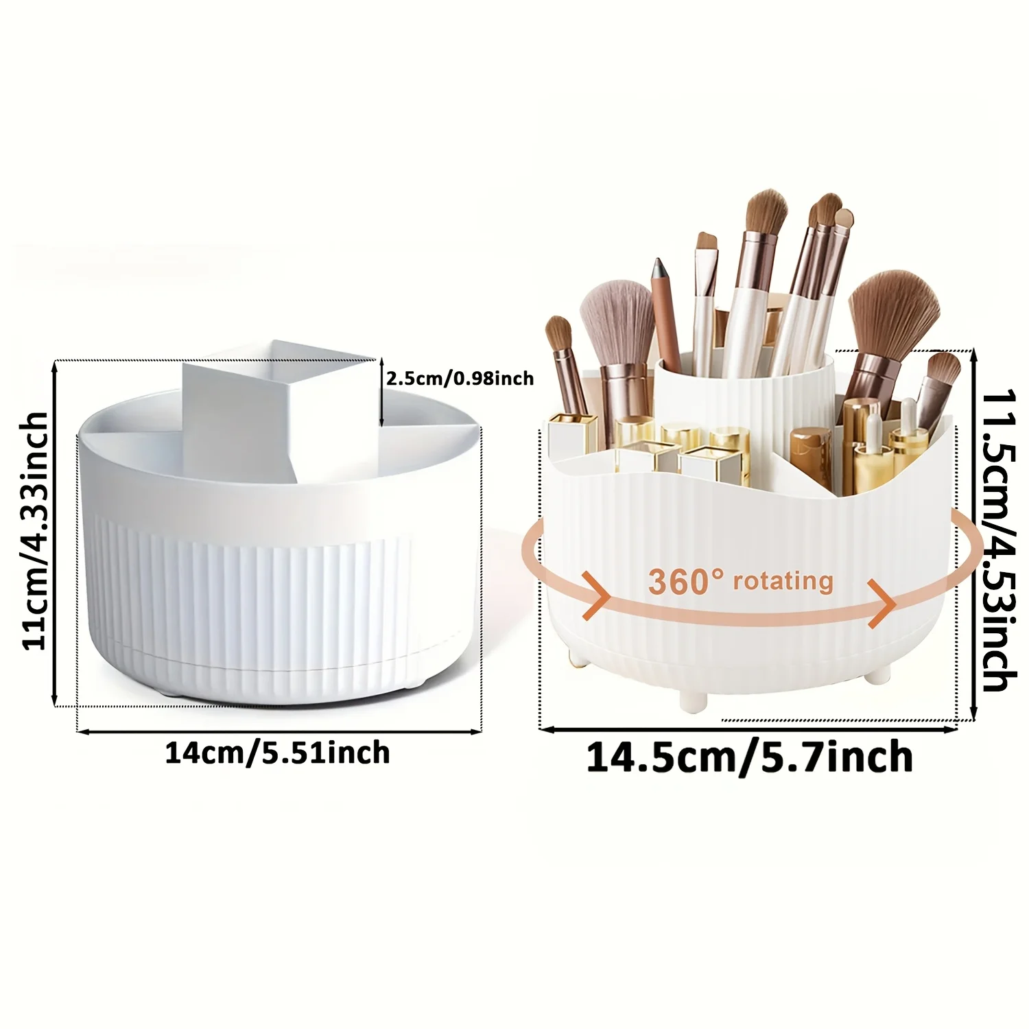 360° Rotating Makeup Brush Holder 5 Slot Cosmetic Organizer for Nail Polishes Skincare Perfumes Desktop Vanity Storage Bathroom - Image 6