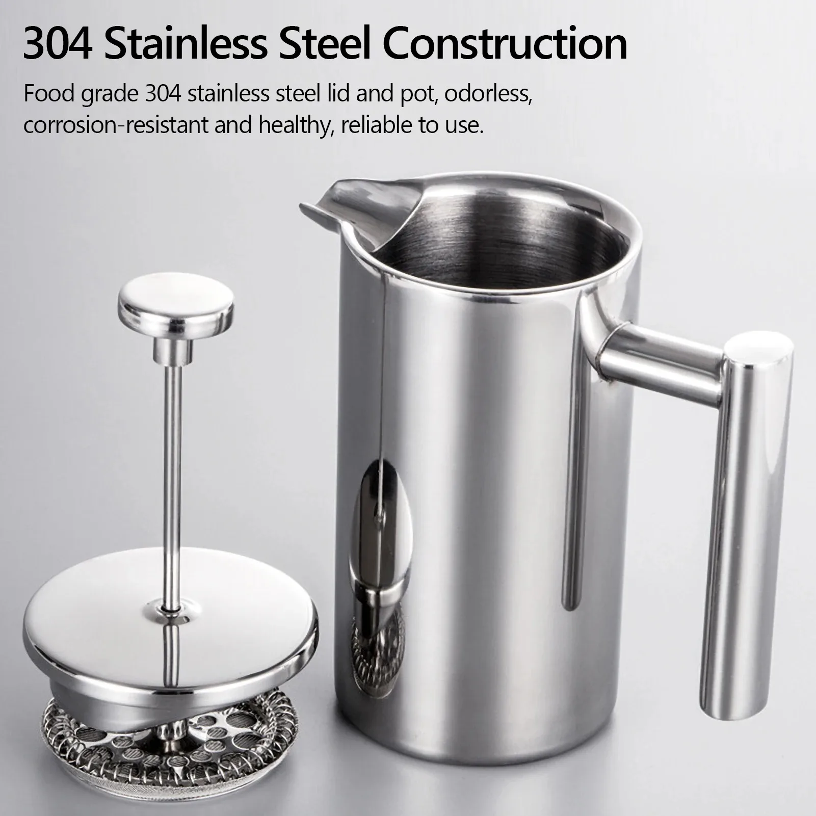 350ml/800ml/1000ml Coffee Maker Pot French Press Coffee Maker Stainless Steel Double Walled Insulated Coffee Maker Pot - Image 3