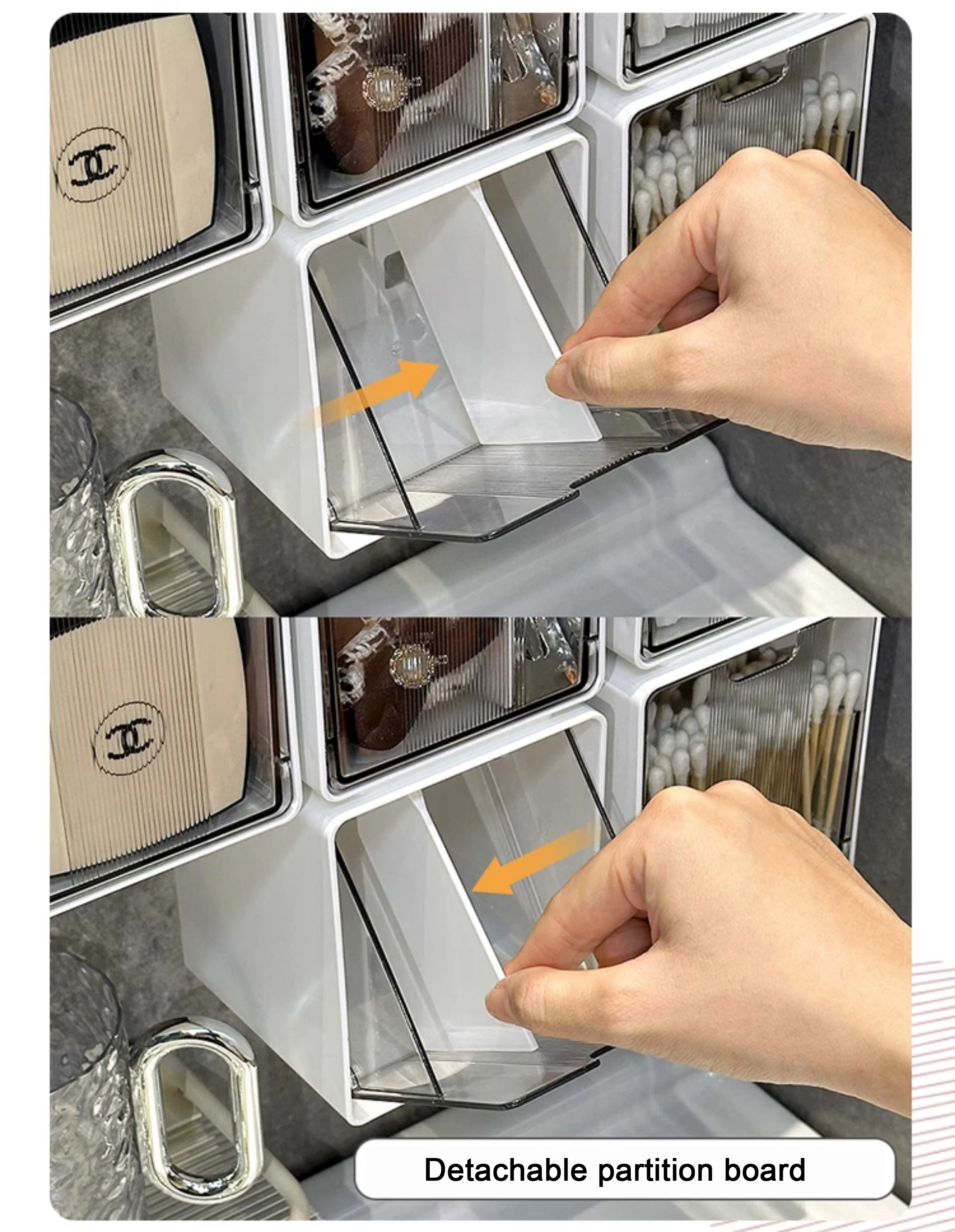Transparent Bathroom Cotton Stick Makeup Cotton Bathroom Pull-Out Storage Drawer Style Storage Box Under The Mirror Cabinet - Image 6