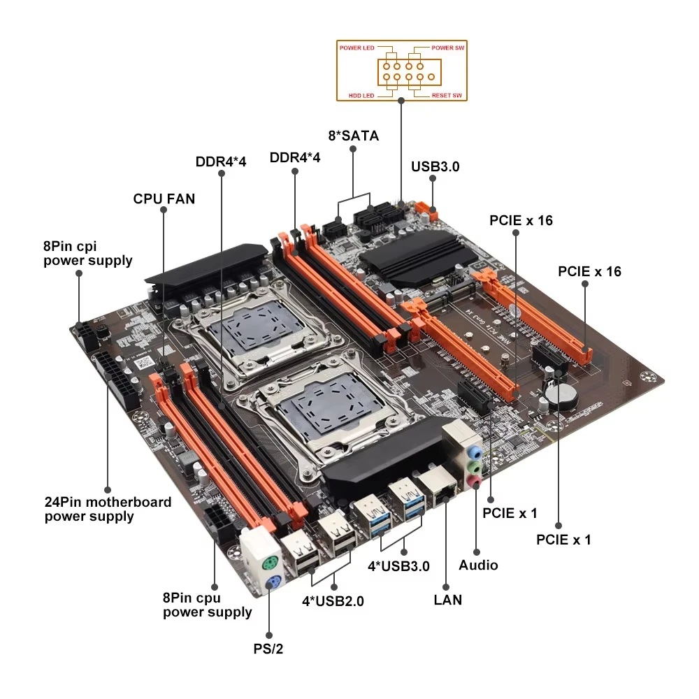X99 Dual CPU Motherboard Kit lntel Xeon E5 2680 V4&DDR4 16GB (2*8GB) LGA2011-3 M.2 NVME for Desktop Gaming Computer - Image 5