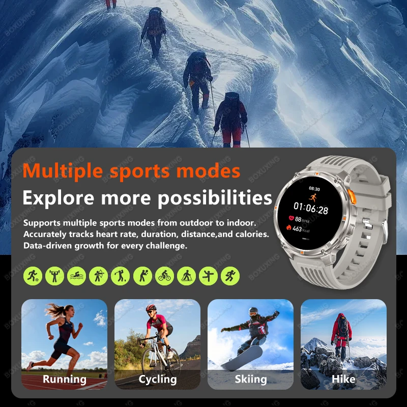 2026New T-Rex3 Ultra 1100mAh Battery Smart Watches IP68 Waterproof Compass Heart Rate LED Flashlight Sports Track Smartwatch Men - Image 5