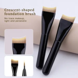 1PC Ultra Thin Crescent Foundation Brush Lightweight Face Contour Brush Black Handle Contour Brush Mixed Foundation Cream Tool