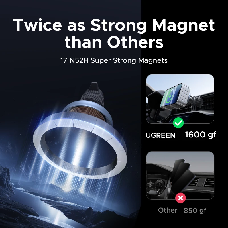 UGREEN Qi2.2 25W 15W Magnetic Car Phone Holder Wireless Charger Stand For iPhone 17 16 Pro Max Charging Magnetic Car Charger - Image 3