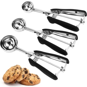 Stainless Steel Ice Cream Scoop For Baking Cookie Scoop, Trigger Release, Cookie Dough Scoop, Anti-Slip Spring-Trip Kitchen Tool