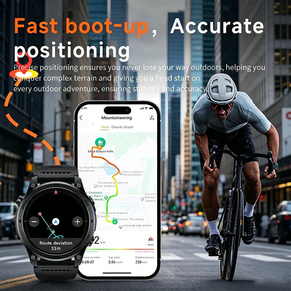 Newly Upgrade Map Sports SmartWatch GPS 10ATM Swim Compass 1.46" AMOLED Heart Rate Bluetooth Call Outdoor Clock For IOS Android - Image 5