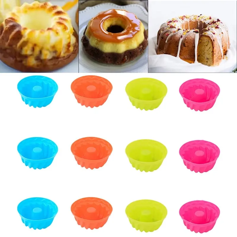 12Pcs Silicone Cup Cake Mold Reusable Cupcake Mould Muffin Pastry Chocolate Pudding Candy Jelly Mold Baking Cookie DIY Tool - Image 6