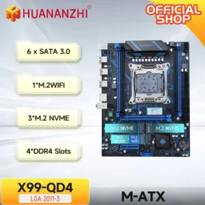 HUANANZHI X99 QD4 LGA 2011-3 XEON X99 Motherboard Intel E5 2640 2666 2670 2696 V3 V4 Support DDR4 RECC NON-ECC Memory NVME SATA