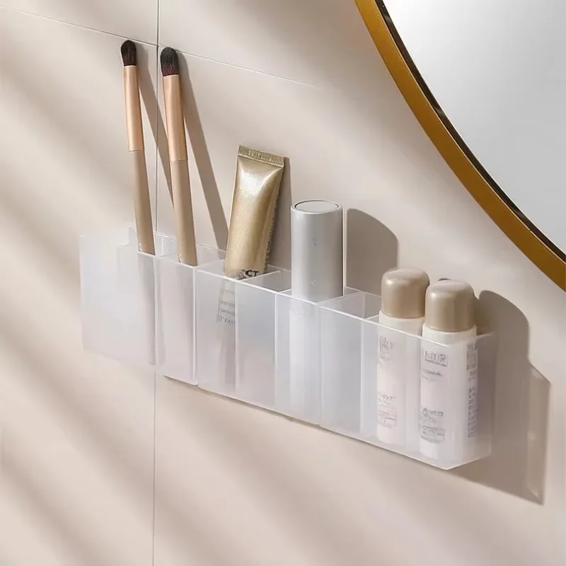 2Pcs Mini Storage Boxes 3-Grid Plastic Makeup Brush Lipstick Storage Multi-Functional Desk Organizer for Home Kitchen Bathroom - Image 6