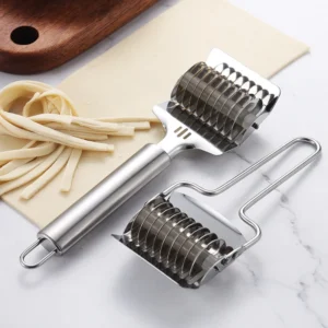 Stainless Steel Dough Lattice Roller Cutter,Manual Multifunctional Noodle Shallot,Garlic Roller Cutter, Pizza Slicer, Baking Too