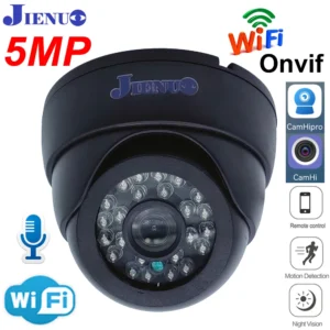 JIENUO Wifi Camera IP Black Dome HD Infrared Night Vision Cctv Surveillance Video Onvif 1080P Audio Wireless Home Cam CamHi 2MP