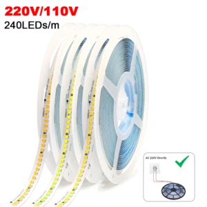 240LEDs/m Led Strip Light 5m 10m 15m 20m 2835 110V 220V 230V Flexible Adahesive Tape High Density Strips Warm/Natural/Cold White
