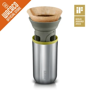WACACO Cuppamoka Coffee Pot, Portable Drip Coffee Maker with 10 Cone Paper Filter, Stainless Steel Pour Over Coffee Brewer