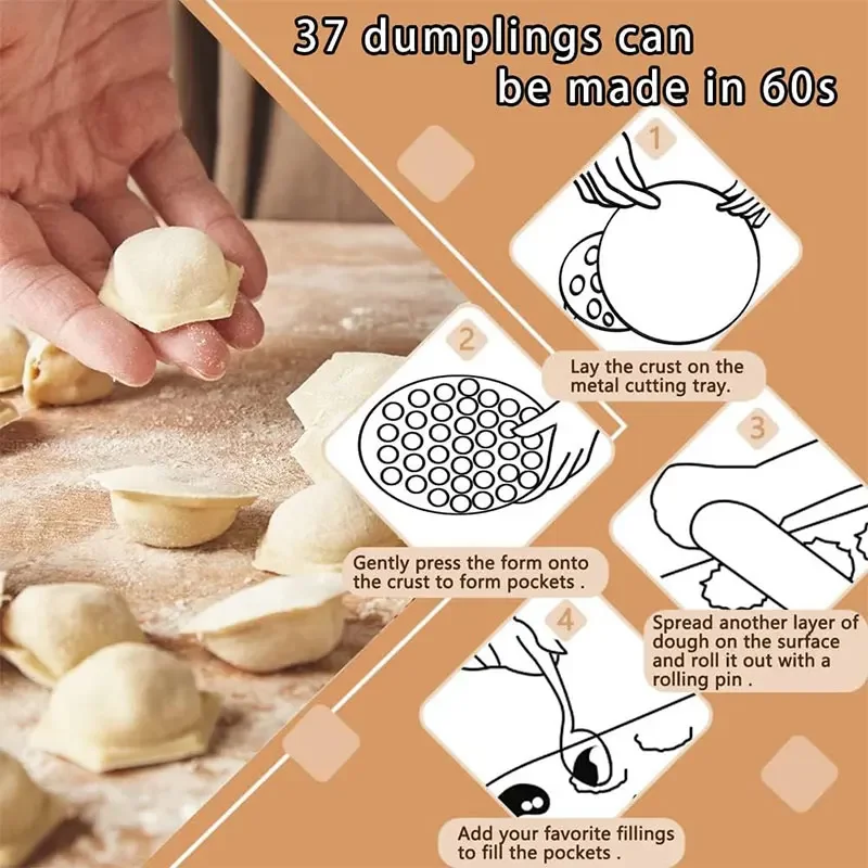 Pelmeni Maker Russian Dumpling Mold 37 Holes Pelmeni Metal Ravioli Press Mold Siberian Pelmeni Meat Dumpling Maker Machine - Image 2