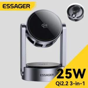 Essager 3 in 1 Magnetic Wireless Charger Qi2.2 25W Fast Charging Stand For iPhone 17 16 Pro Max Apple