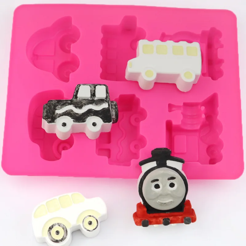 Car Silicone Mold Cartoon Train Soap Mould For Baby Shower Kids Birthday Cake Decoration Chocolate Jelly Crayon Cookies Tools - Image 5